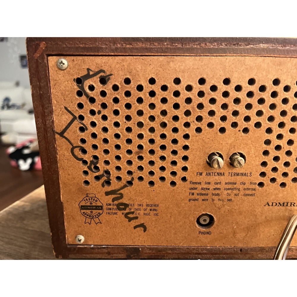 Vintage Antique Admiral  Radio Wood Dual Speaker Y3921 Working But Could Use TLC - Picture 10 of 13